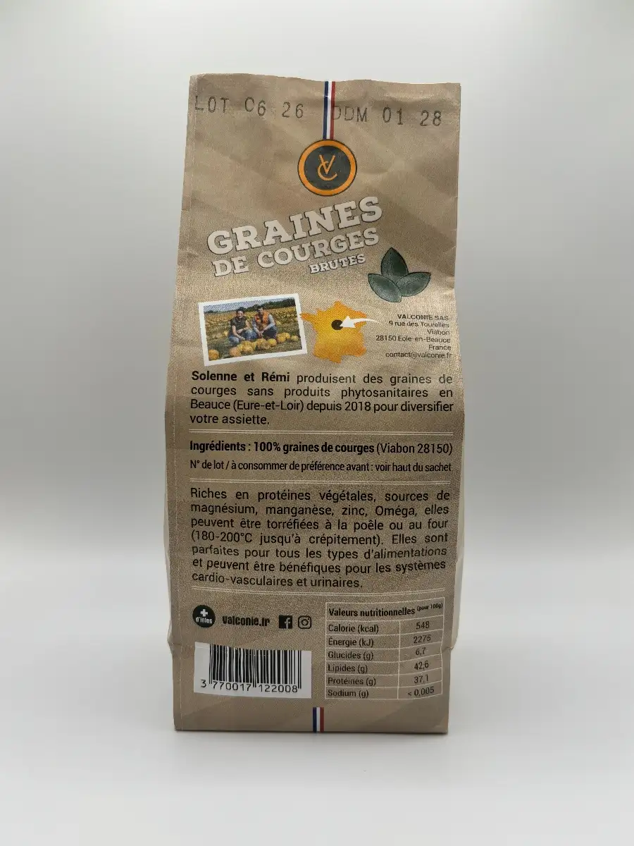 Sachet de 250G de graines de courges brutes