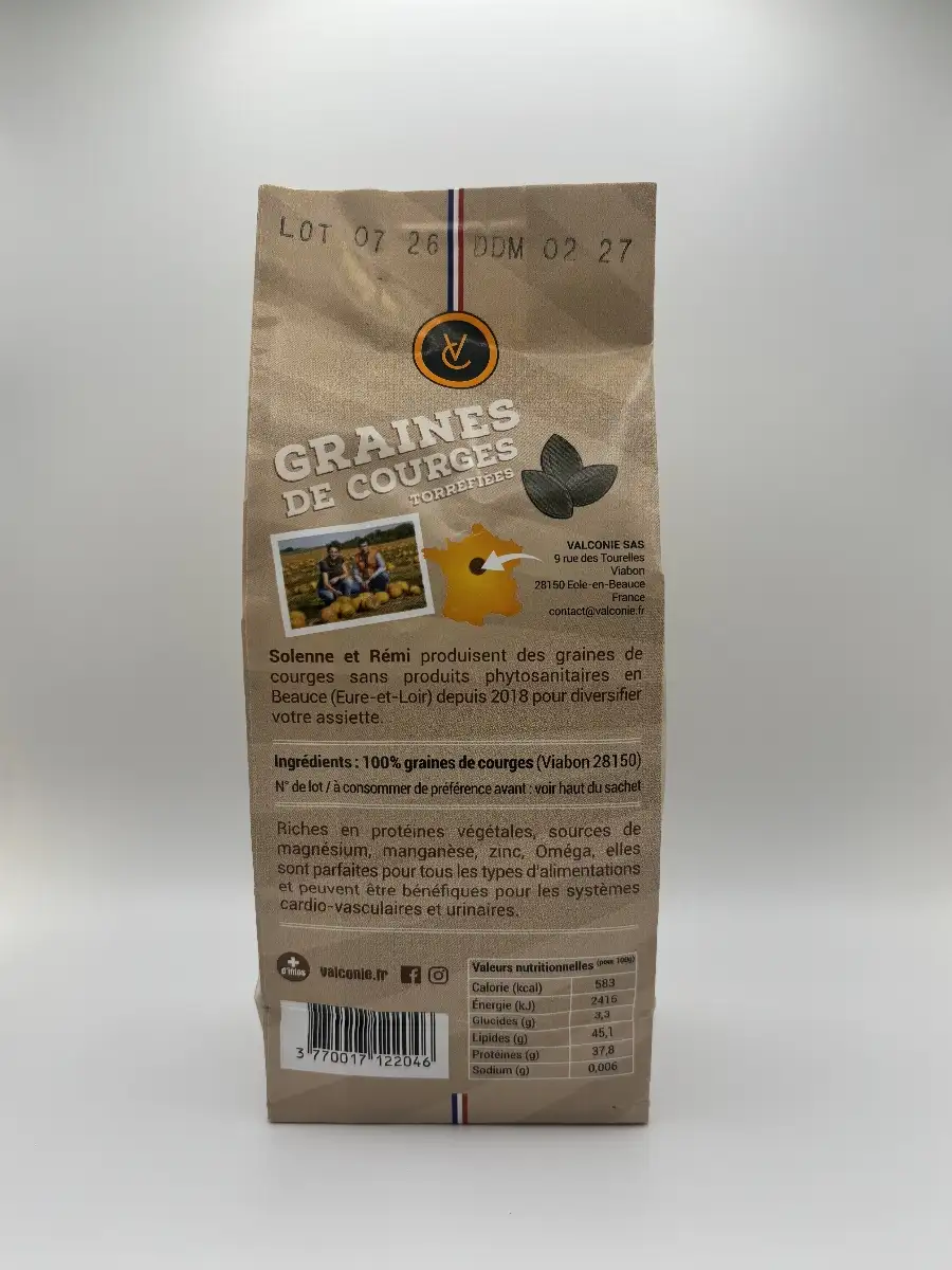 Sachet 250 Gr  de graines de courges torréfiées