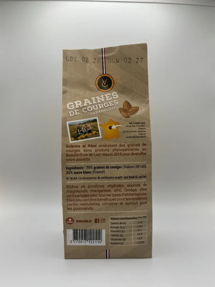 Sachet de 150 Gr de graines de courges caramélisées